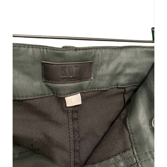 KUT Reese Green Coated Denim Ankle Straight Leg Pant/Jean Women’s Size 8 - Picture 5 of 5